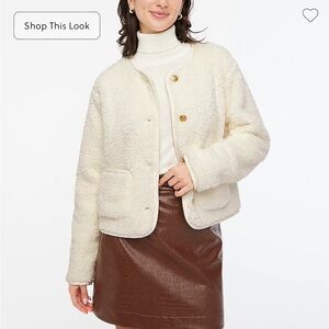 J Crew Factory Sherpa Lady Jacket Cream with Gold Buttons size XS